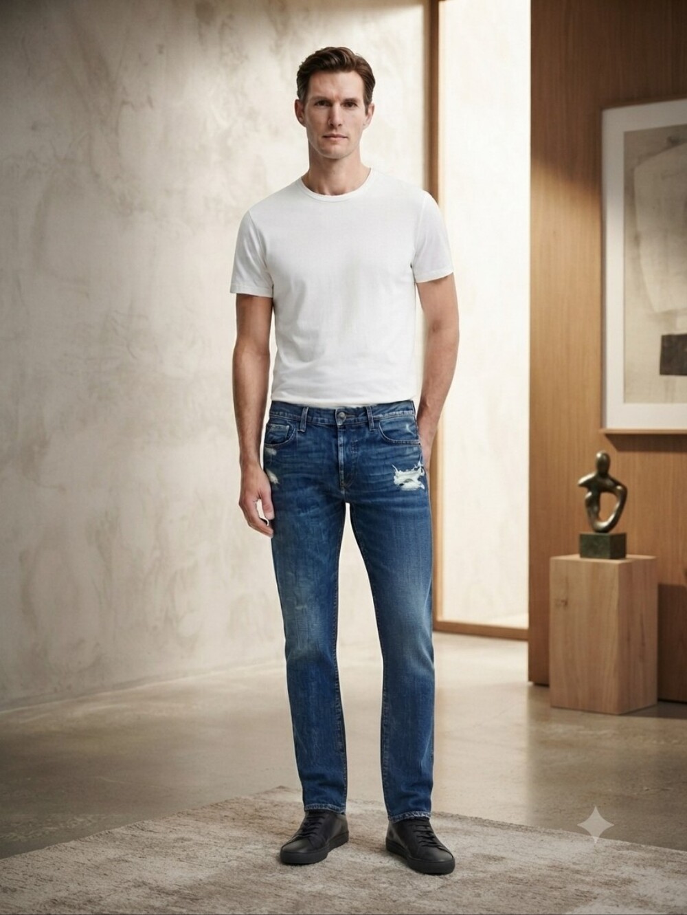 Abercrombie & Fitch Men's Slim Straight Distressed Denim Jeans Size W33 L32 Blue